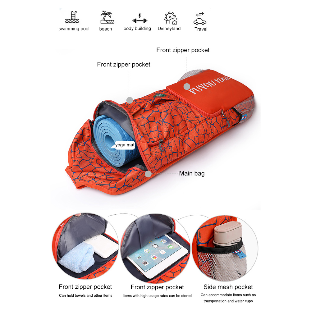 Pilates Yoga Bag - Yoga-Übungstasche, wasserdichte Yoga-Pilates-Kissen-Tasche mit Reißverschlusstasche/Netztasche/Griff für