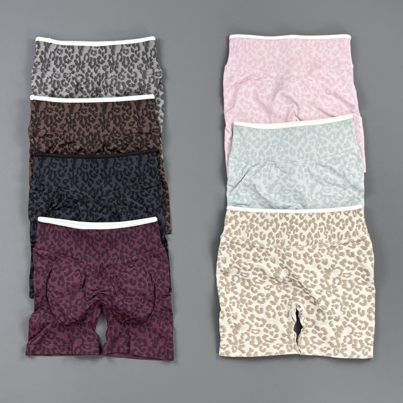Pilates Yoga Leggings - HISTELLO Gym-Shorts mit Leopardenmuster für Damen,