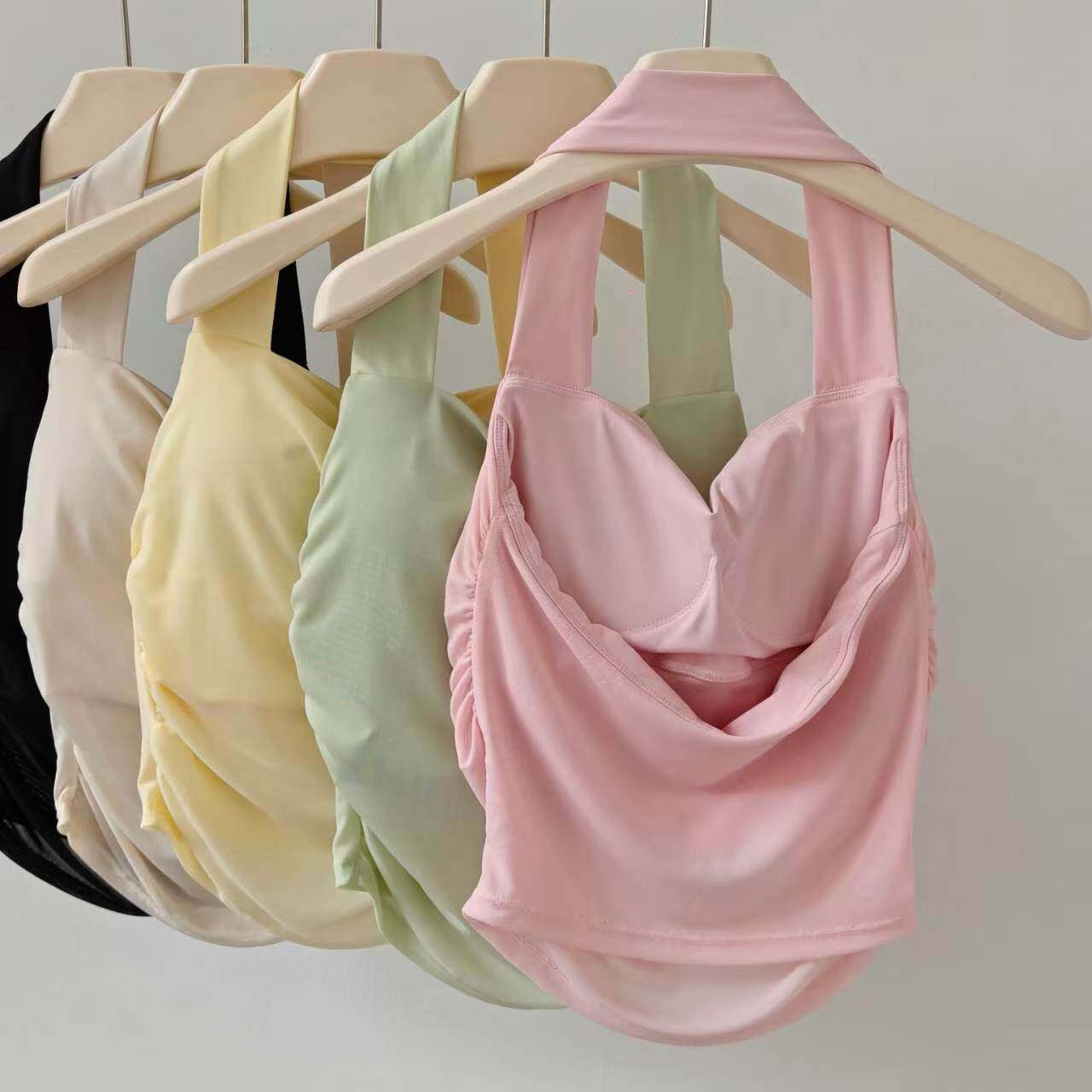 Pilates Yoga Clothes - Halter-Neck-Top mit Brustpolster, Yoga-Weste, atmungsaktiver, schnelltrocknender