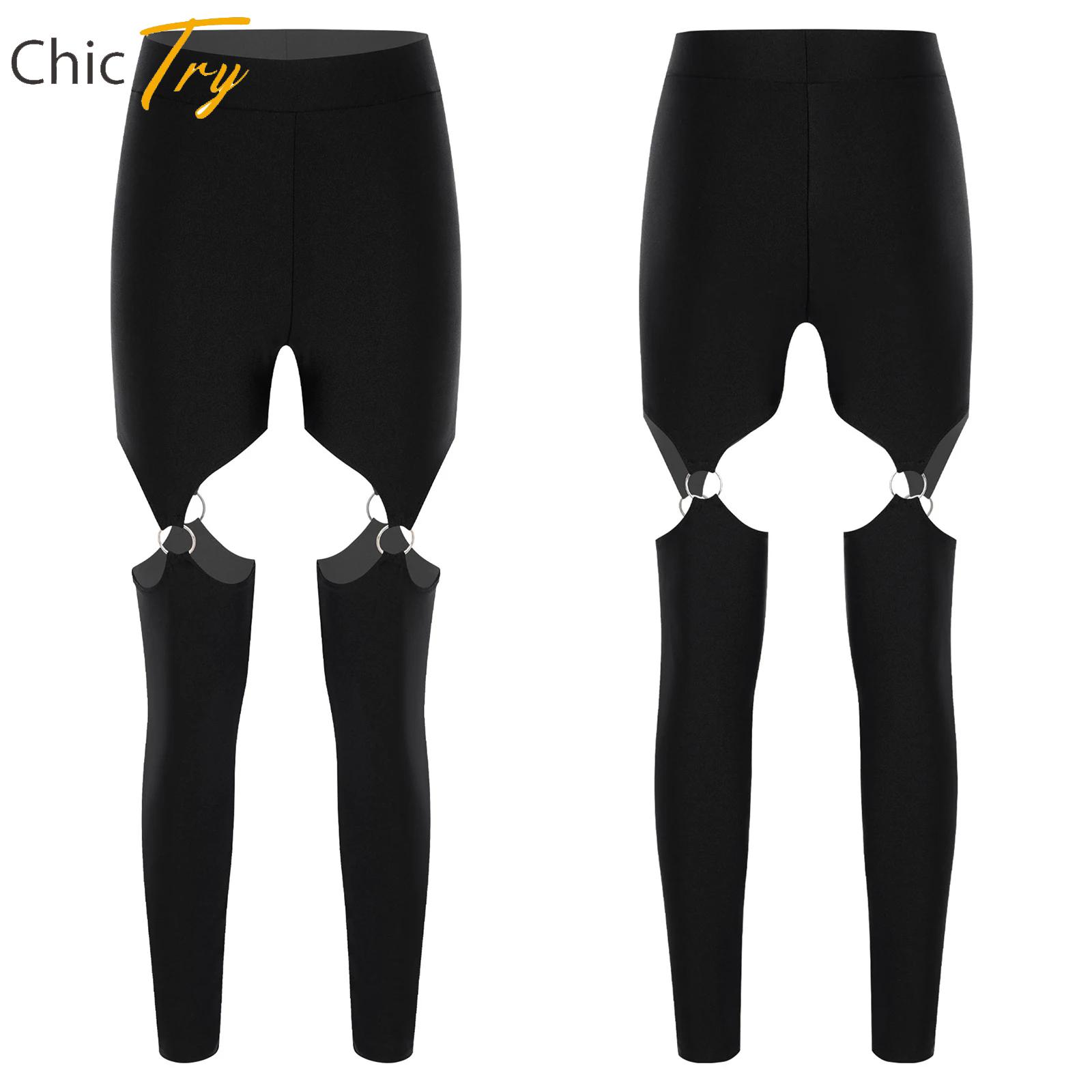 Pilates Yoga Music - Damen O-Ring Glänzende Yoga-Leggings Gym Fitness