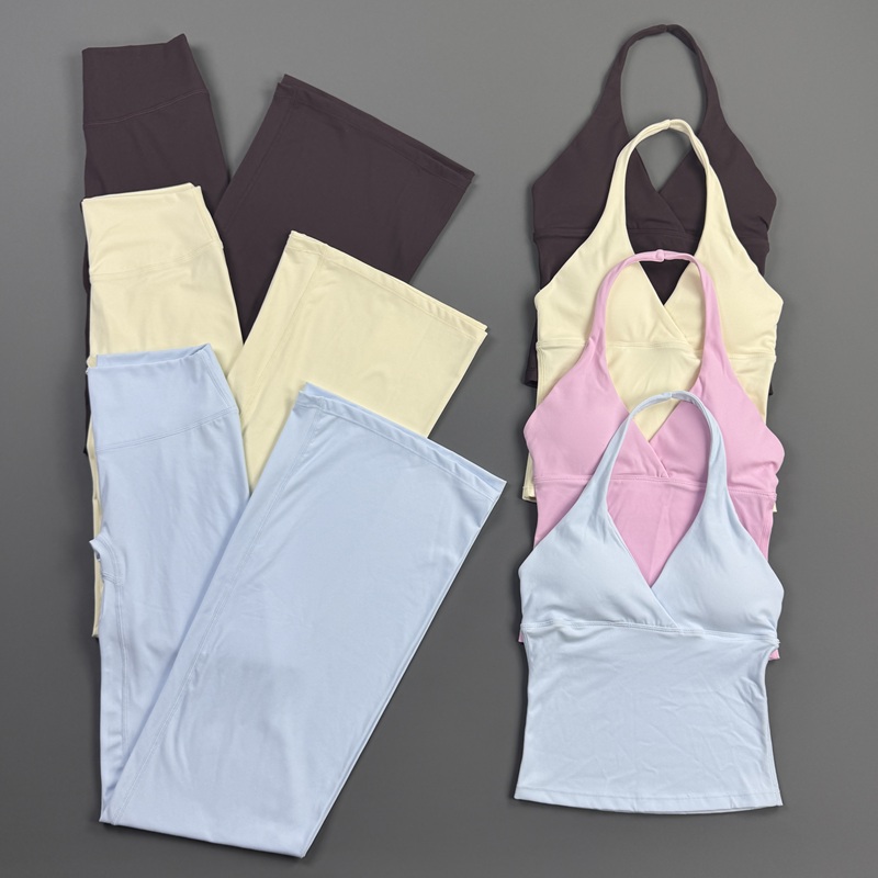 Pilates Yoga Clothes - 2-teiliges Original-Set für Damen, Neckholder-Oberteil mit