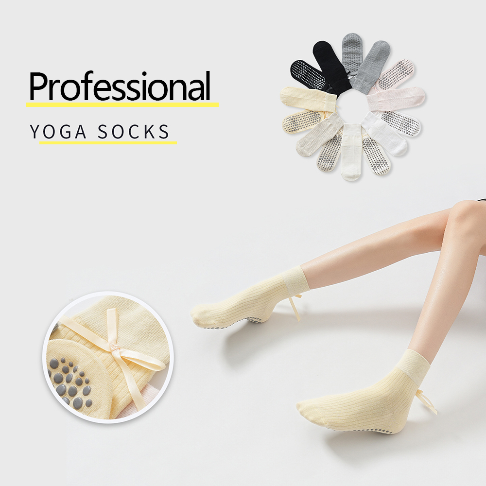 Pilates & Yoga Studio Alineacion - Niedliche Schleifen-Yoga-Socken für Mädchen, süße Trend-Pilates-Fitness-Sportsocken,